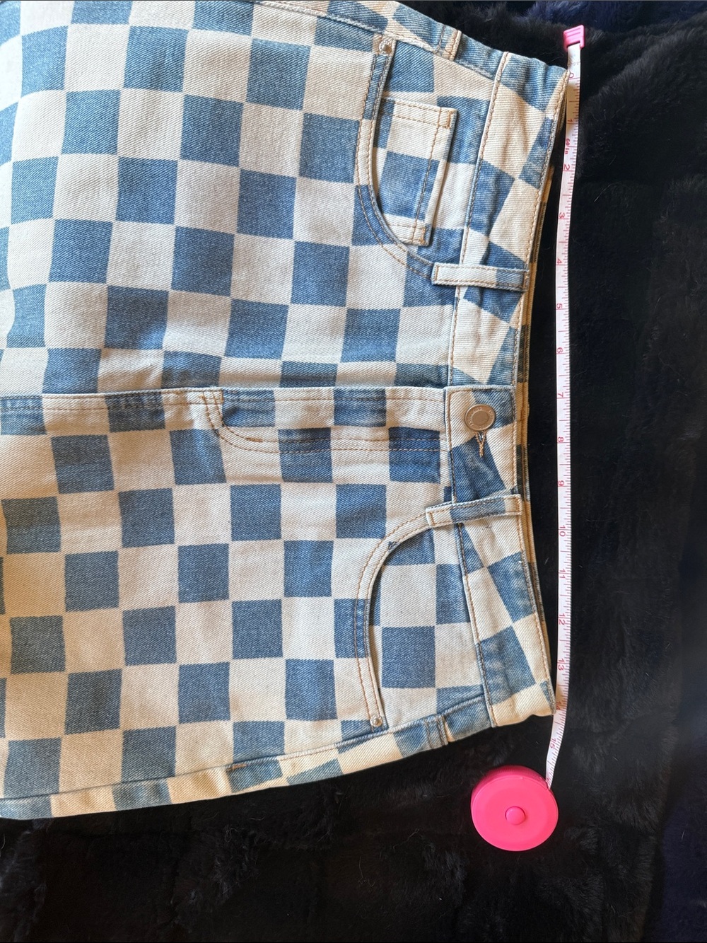Sample Angel Kiss Blue Checkered Denim Mini Skirt - with a cute belt bag - Picture 2 of 9